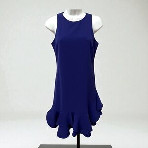 Chelsea 28 Blue Sleeveless Ruffle Hem Shift Dress Women’s Size 4 Cocktail Party